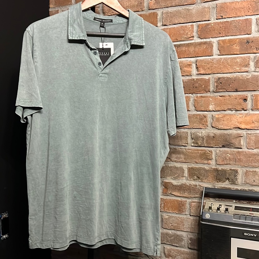 Theory Men's Washed Polo Shirt in Sage Green